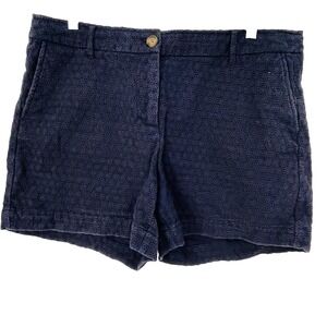 BODEN Blue Eyelet Flat Front Preppy Cotton Shorts Size 10R Clean girl